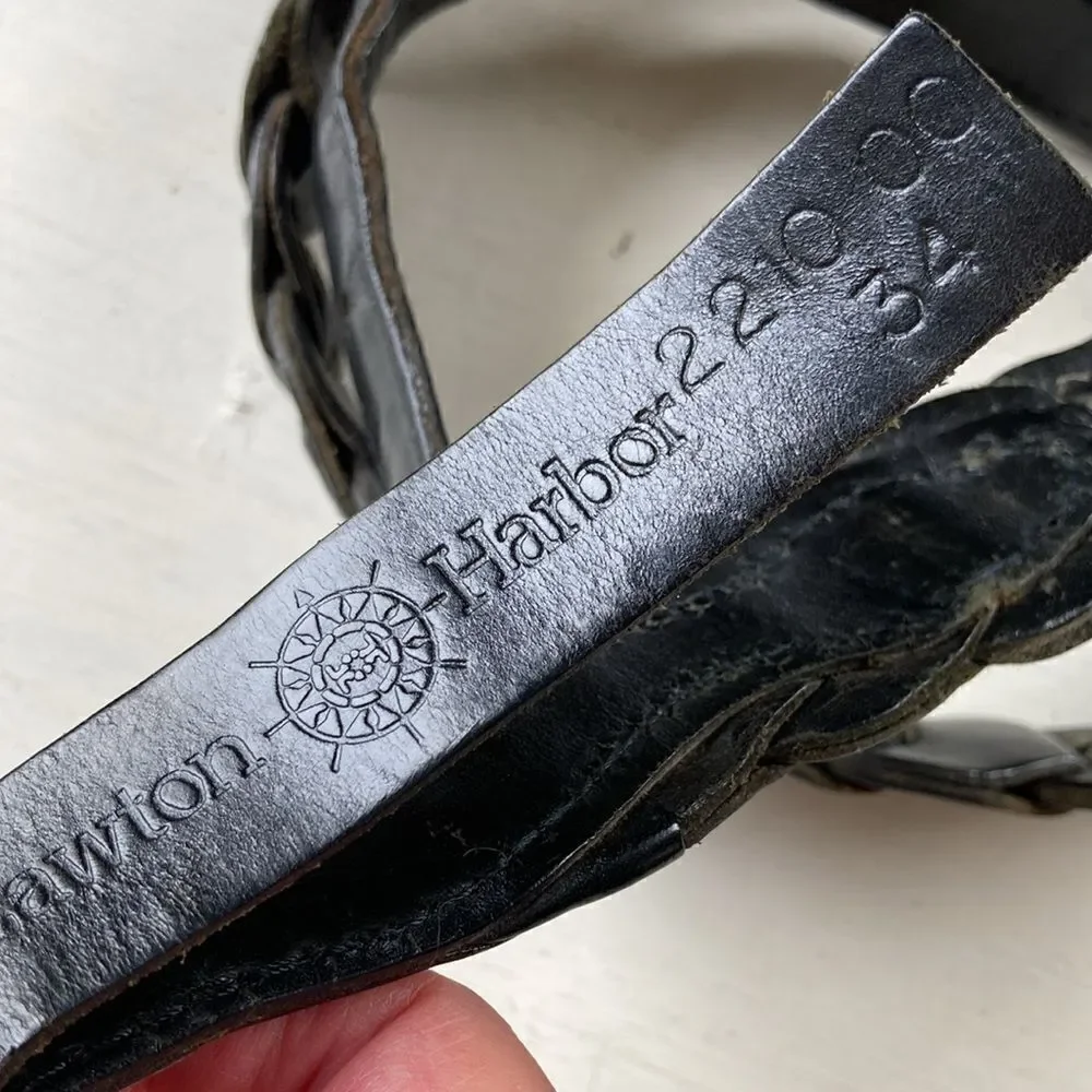 Vintage Lawton Harbor Black Genuine Leather Western Braided Belt